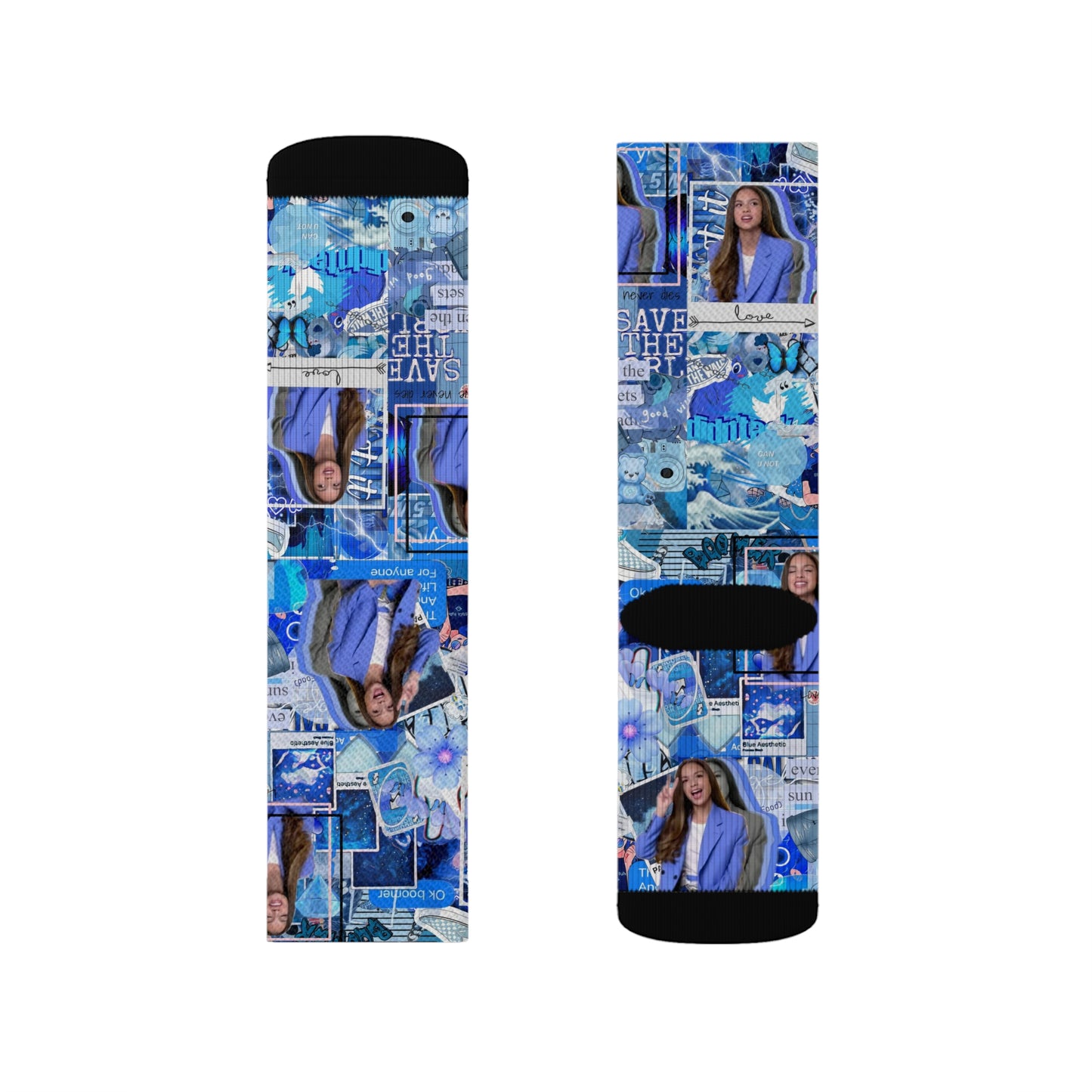 Olivia Rodrigo Blue Aesthetic Collage Tube Socks