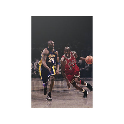 Michael Jordan Driving Against Kobe Bryant Satin Posters (210gsm)