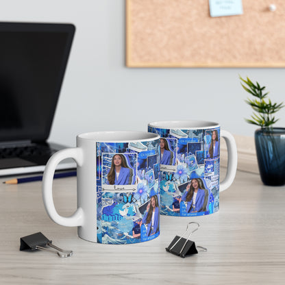 Olivia Rodrigo Blue Aesthetic Collage White Ceramic Mug