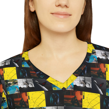 Post Malone Album Art Collage Women's Long Sleeve V-neck Shirt