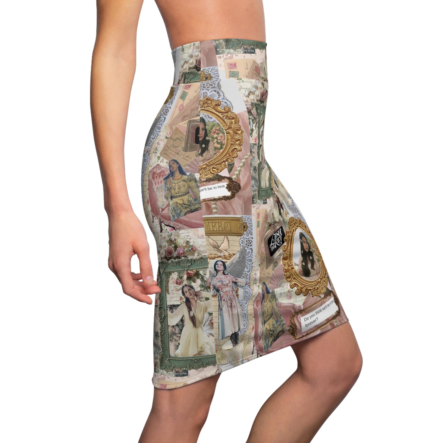 Lana Del Rey Victorian Collage Women's Pencil Skirt