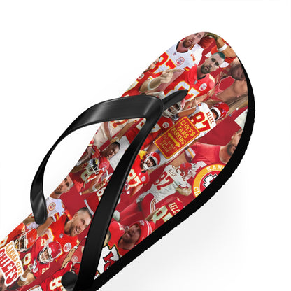 Travis Kelce Chiefs Red Collage Flip Flops