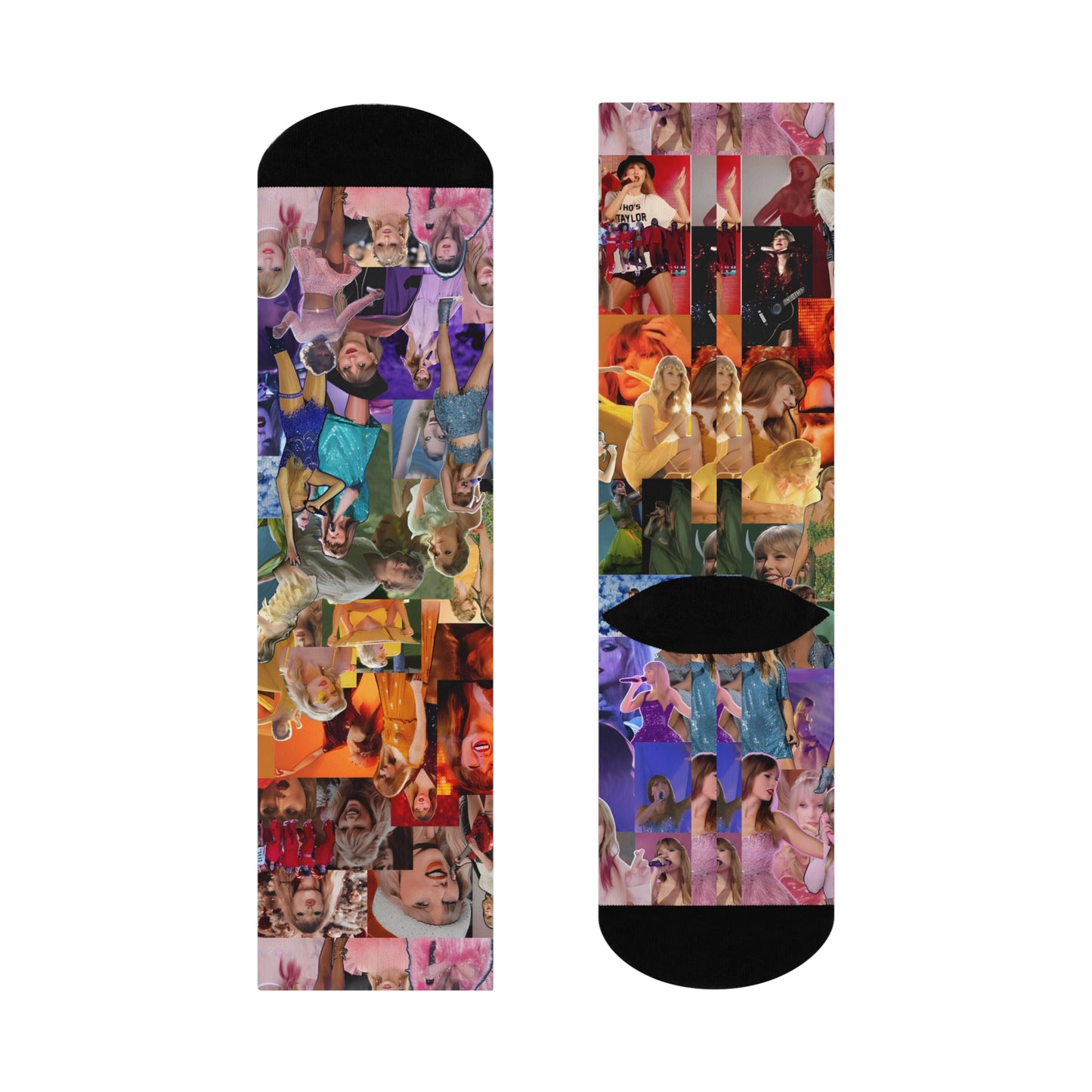 Taylor Swift Rainbow Photo Collage Cushioned Crew Socks