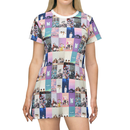 BTS Pastel Aesthetic Collage T-Shirt Dress