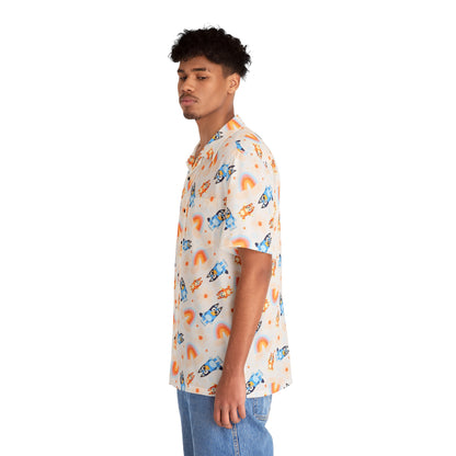 Bluey Rainbows & Flowers Pattern Men's Hawaiian Shirt