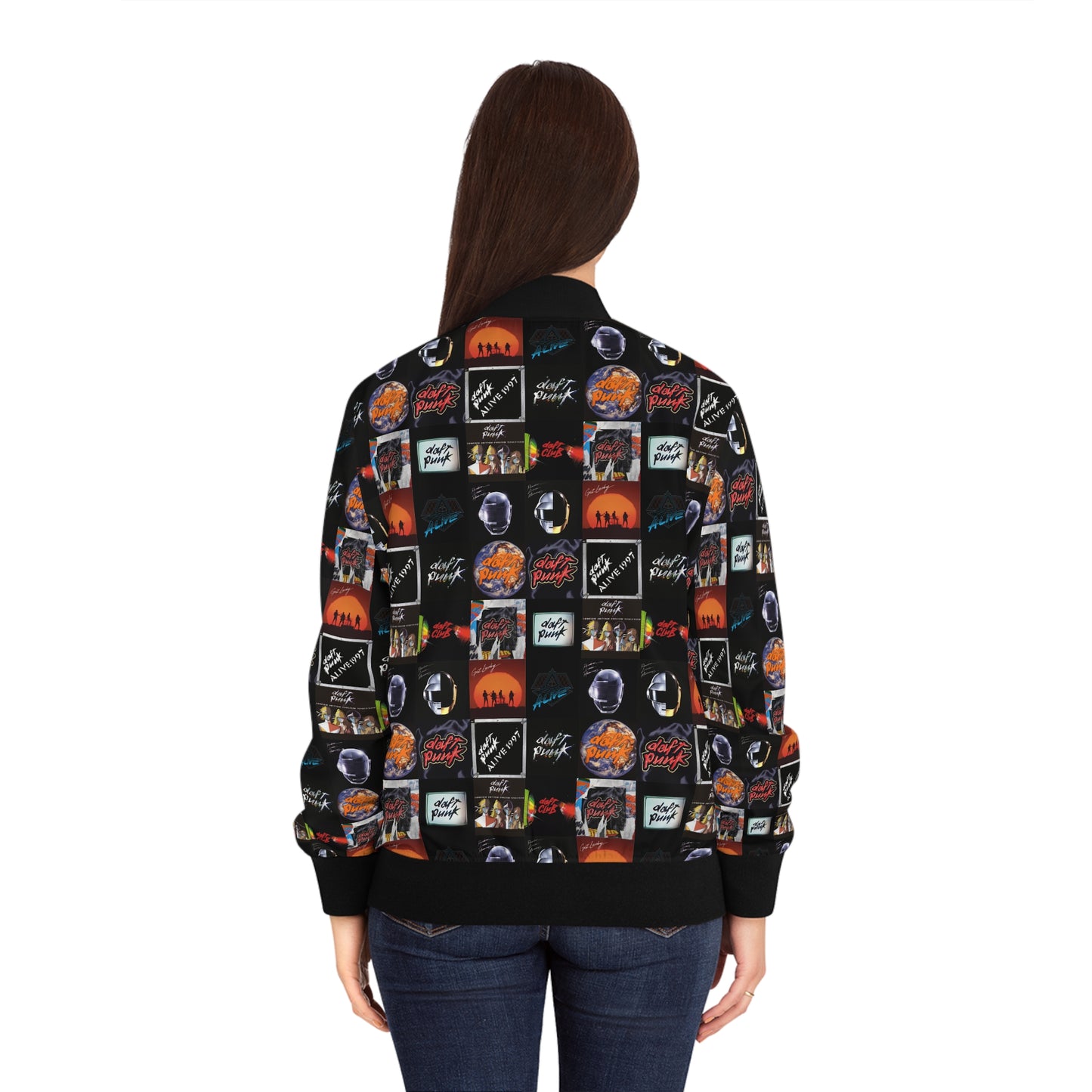 Daft Punk Album Cover Art Collage Women's Bomber Jacket