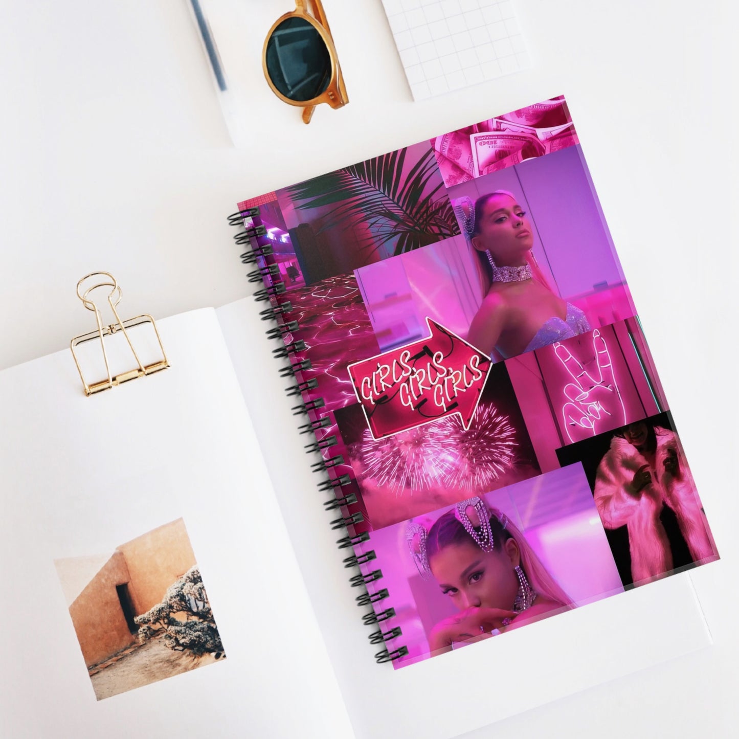 Ariana Grande 7 Rings Collage Ruled Line Spiral Notebook