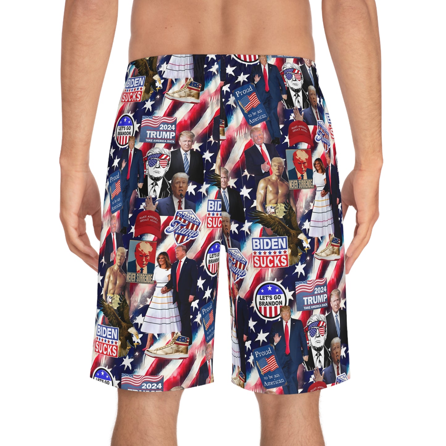 Donald Trump 2024 MAGA Montage Men's Board Shorts