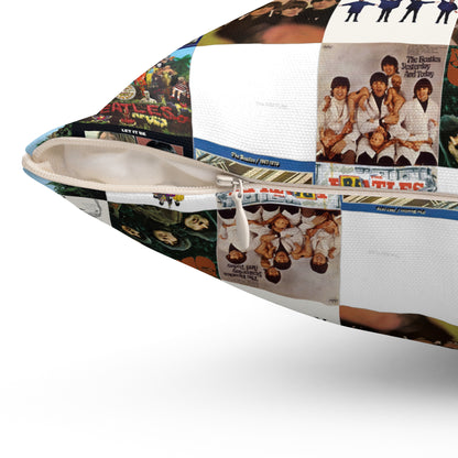 The Beatles Album Cover Collage Spun Polyester Square Pillow