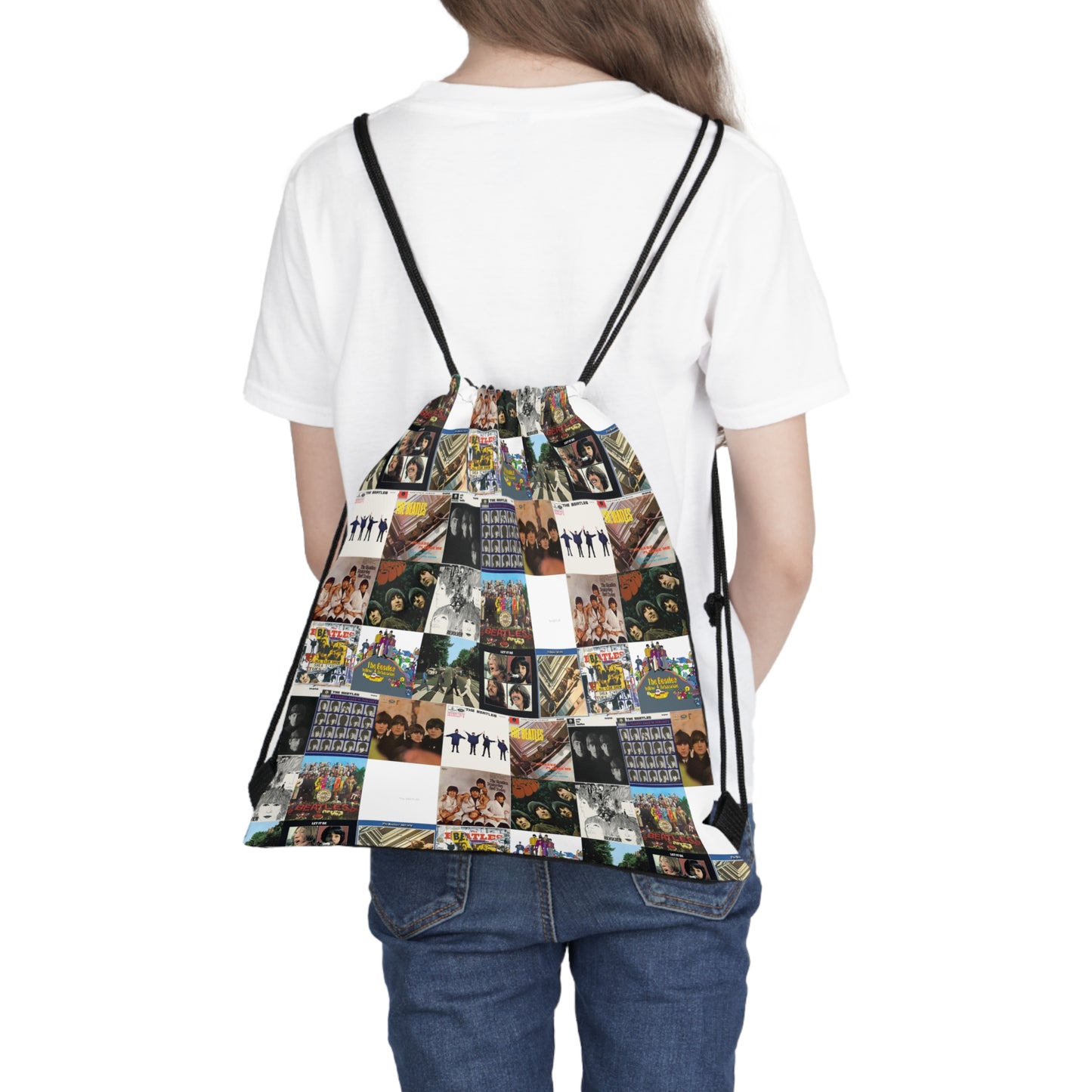 The Beatles Album Cover Collage Outdoor Drawstring Bag