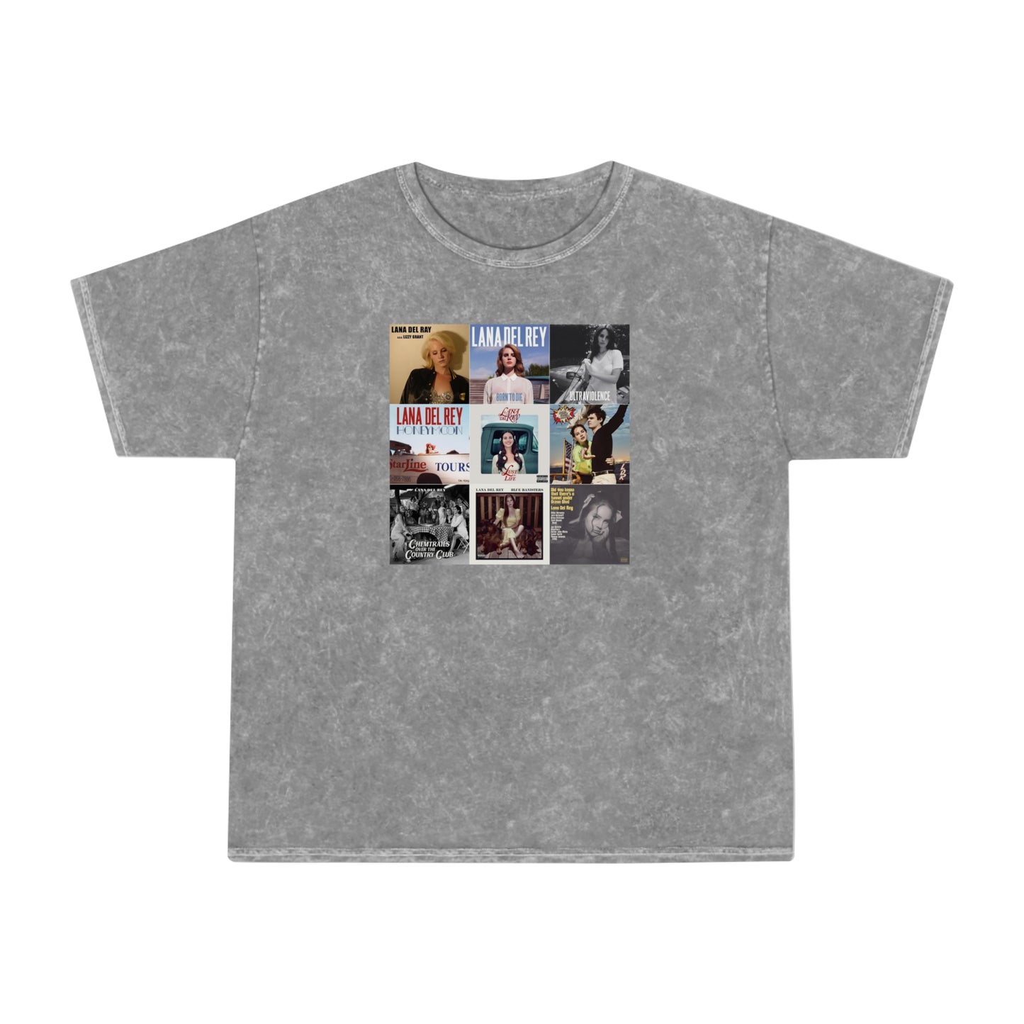 Lana Del Rey Album Cover Collage Unisex Mineral Wash Vintage Tee Shirt