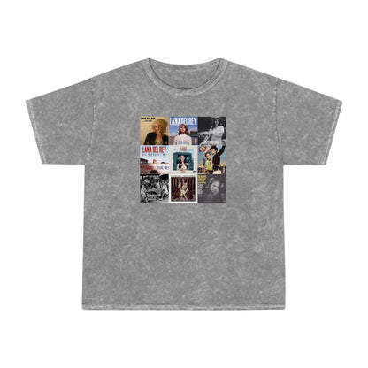 Lana Del Rey Album Cover Collage Unisex Mineral Wash Vintage Tee Shirt