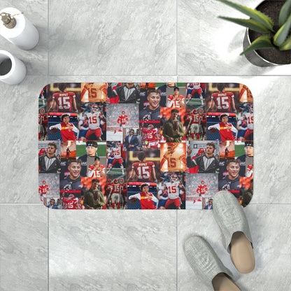 Patrick Mahomes Chiefs MVPAT Photo Collage Memory Foam Bath Mat