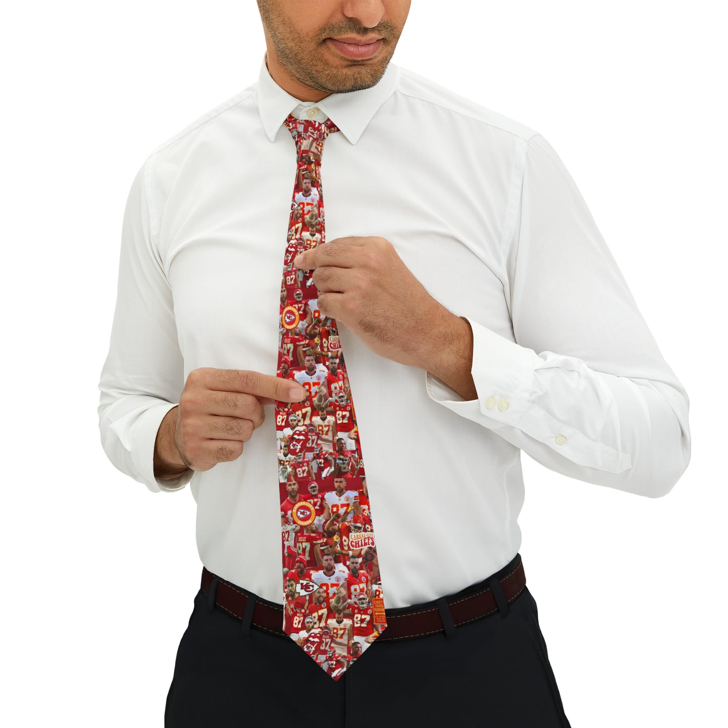 Travis Kelce Chiefs Red Collage Necktie