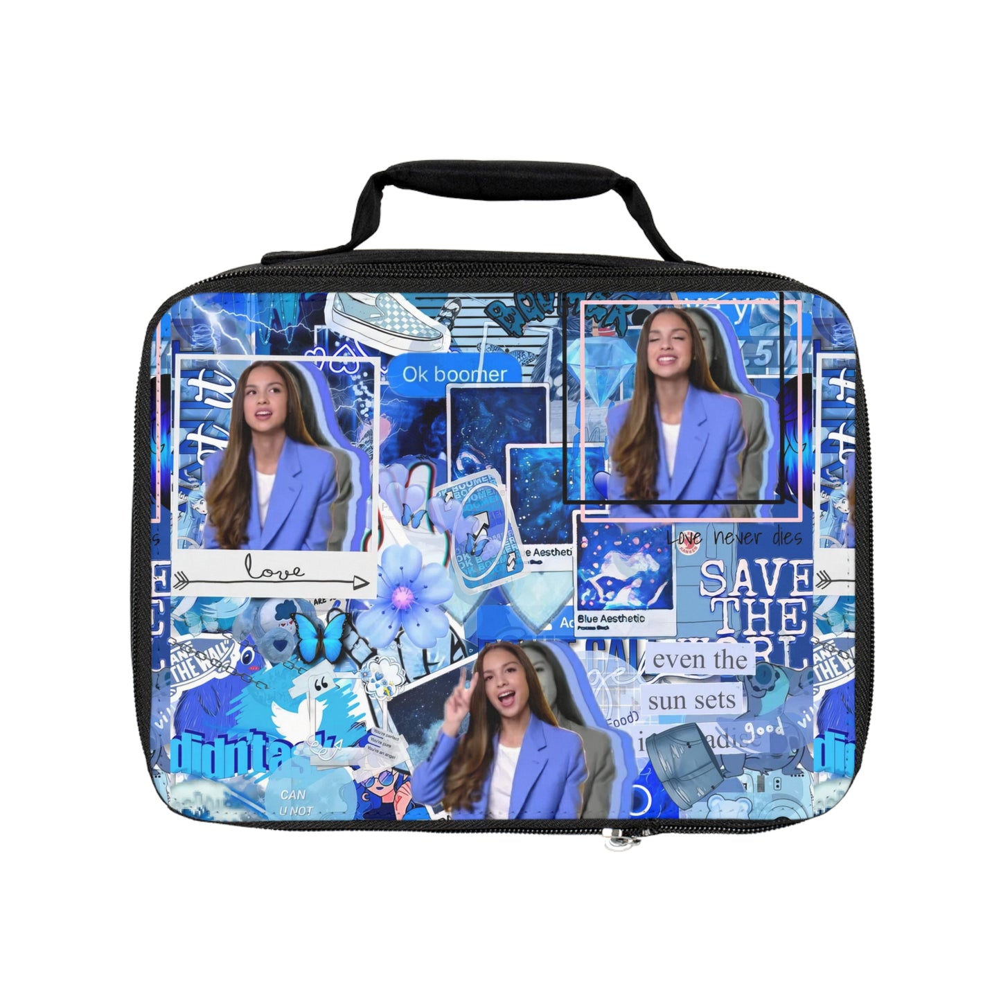 Olivia Rodrigo Blue Aesthetic Collage Lunch Bag