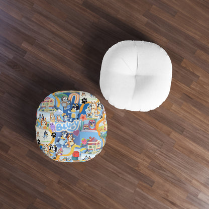 Bluey Playtime Collage Tufted Round Floor Pillow