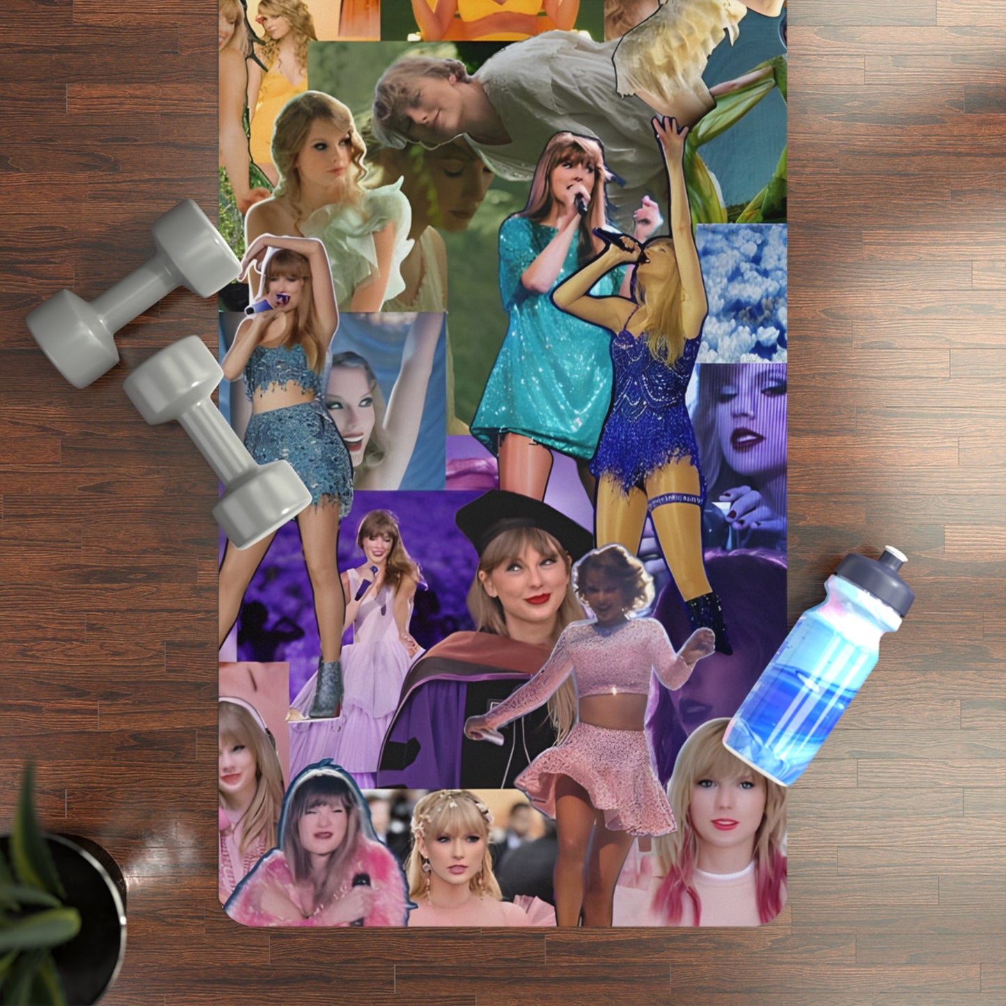 Taylor Swift Rainbow Photo Collage Rubber Yoga Mat