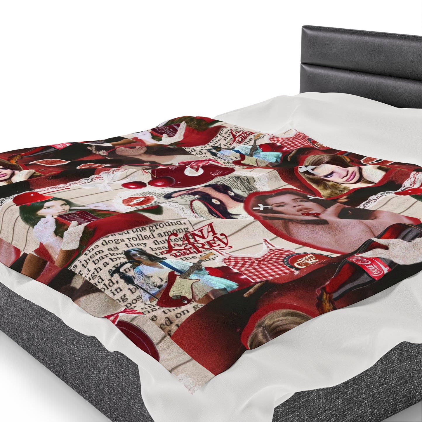 Lana Del Rey Cherry Coke Collage Velveteen Plush Blanket