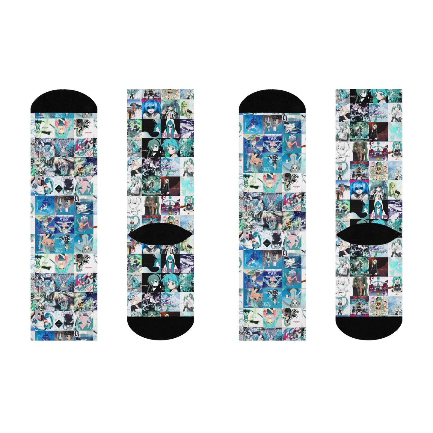 Hatsune Miku Album Cover Collage Cushioned Crew Socks