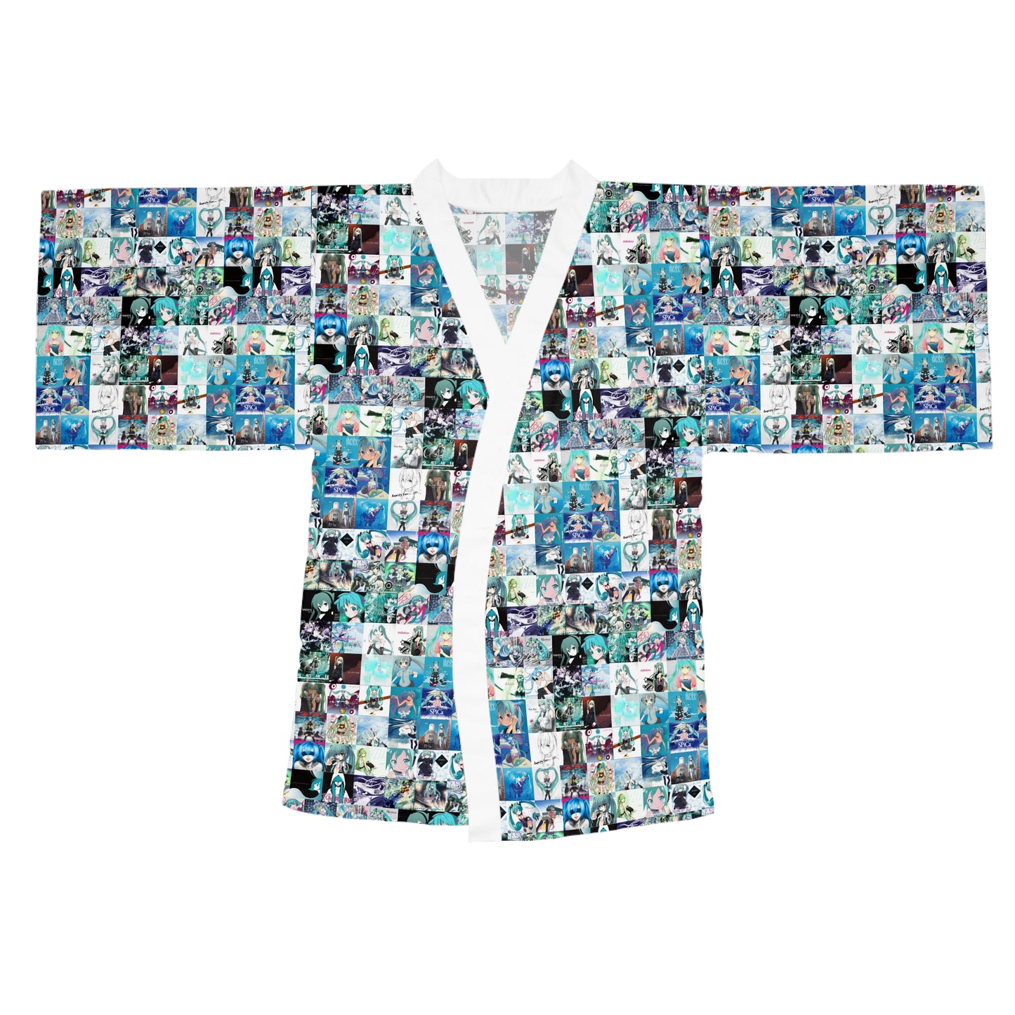 Hatsune Miku Album Cover Collage Long Sleeve Kimono Robe