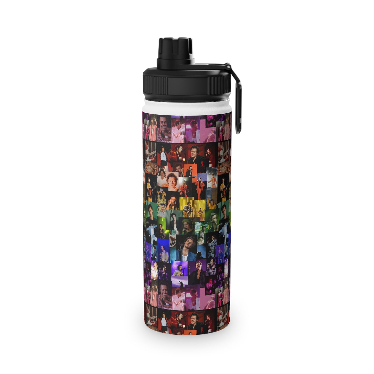 Harry Styles Rainbow Photo Collage Stainless Steel Sports Lid Water Bottle