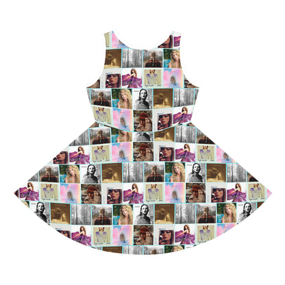 Taylor Swift Album Art Collage Pattern Girls' Sleeveless Sundress