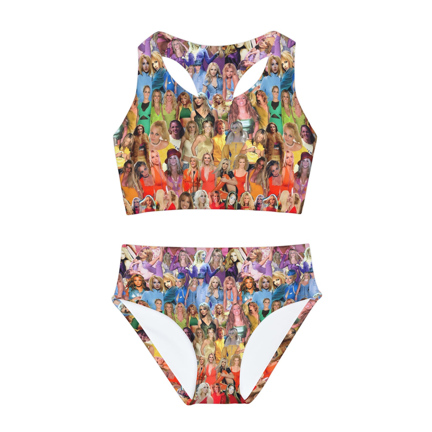 Britney Spears Rainbow Photo Collage Girls Two Piece Swimsuit