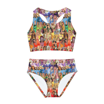 Britney Spears Rainbow Photo Collage Girls Two Piece Swimsuit