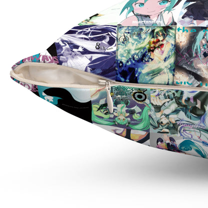 Hatsune Miku Album Cover Collage Spun Polyester Square Pillow