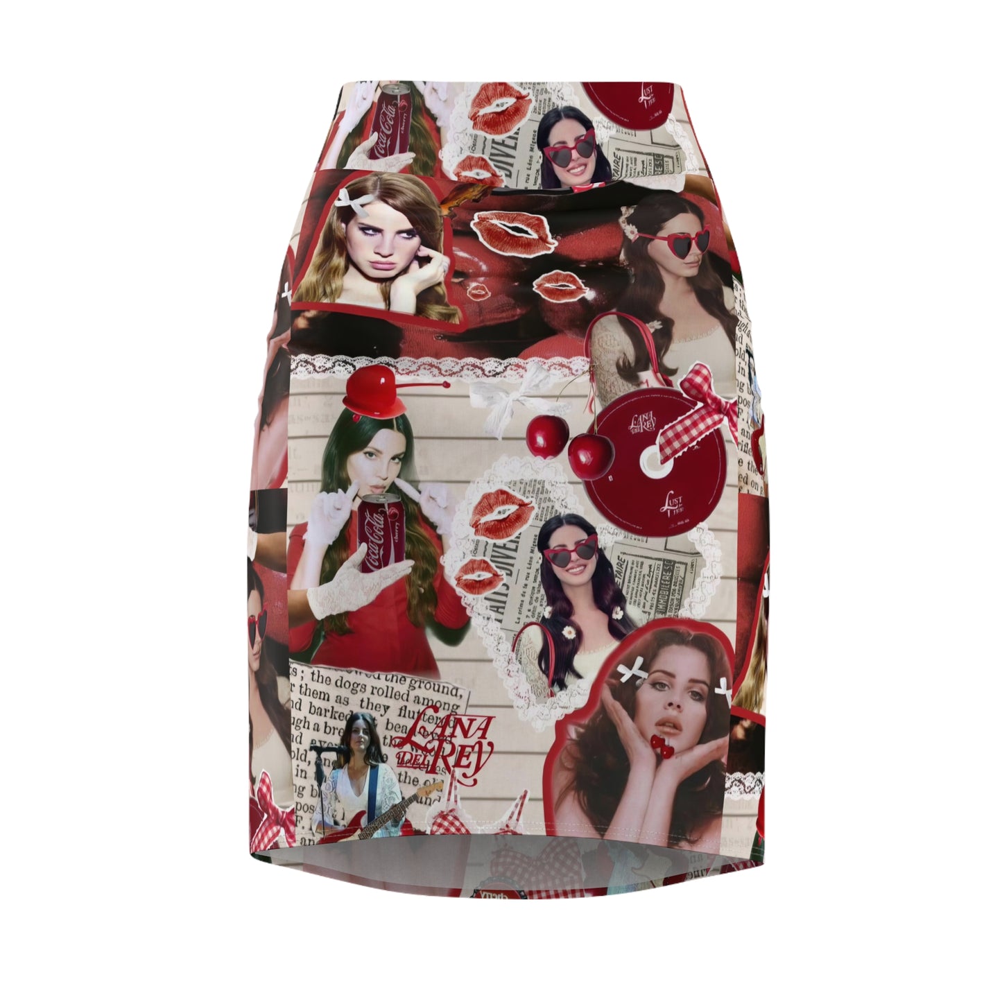 Lana Del Rey Cherry Coke Collage Women's Pencil Skirt