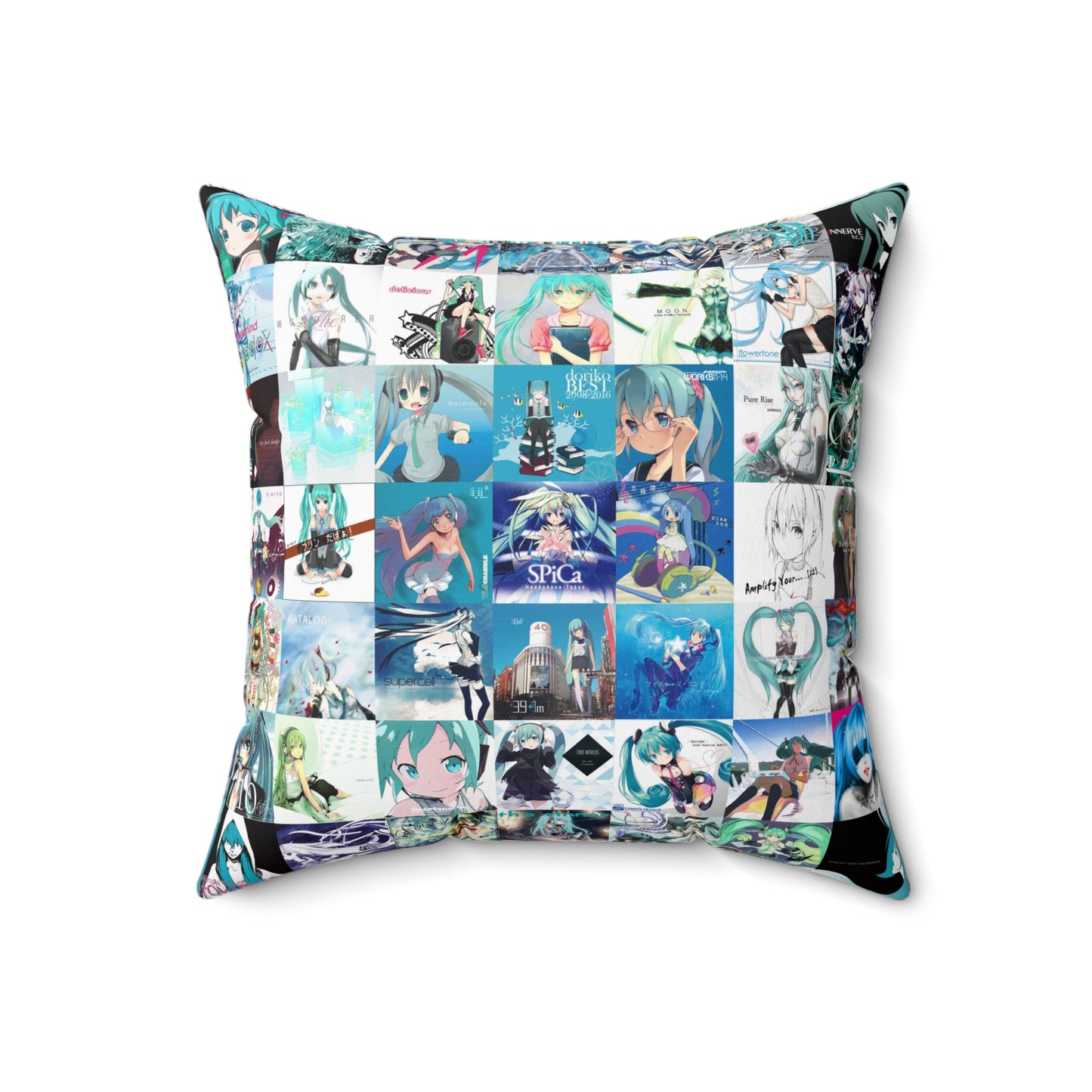 Hatsune Miku Album Cover Collage Spun Polyester Square Pillow