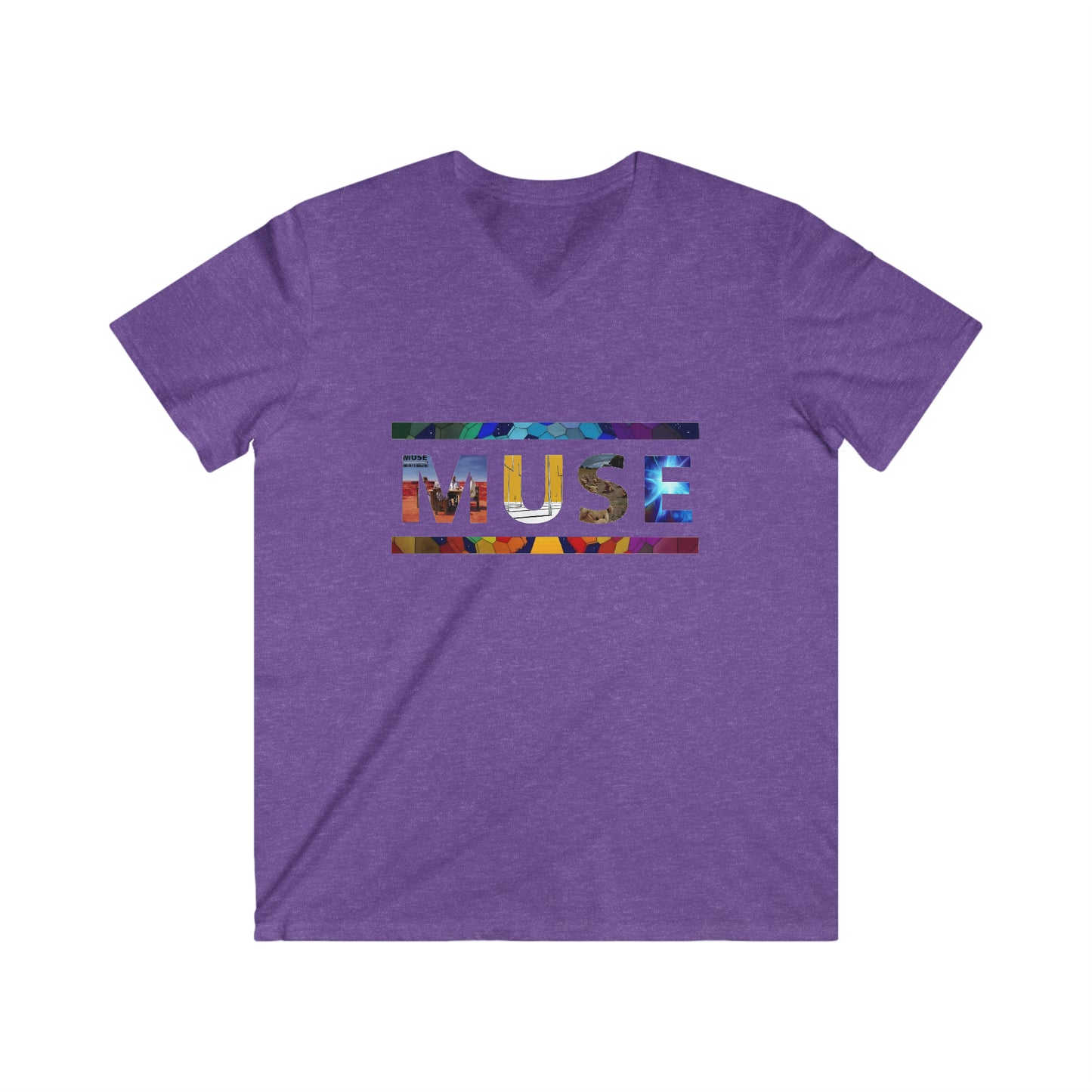 Muse Album Art Letters Men's Fitted V-Neck Short Sleeve Tee