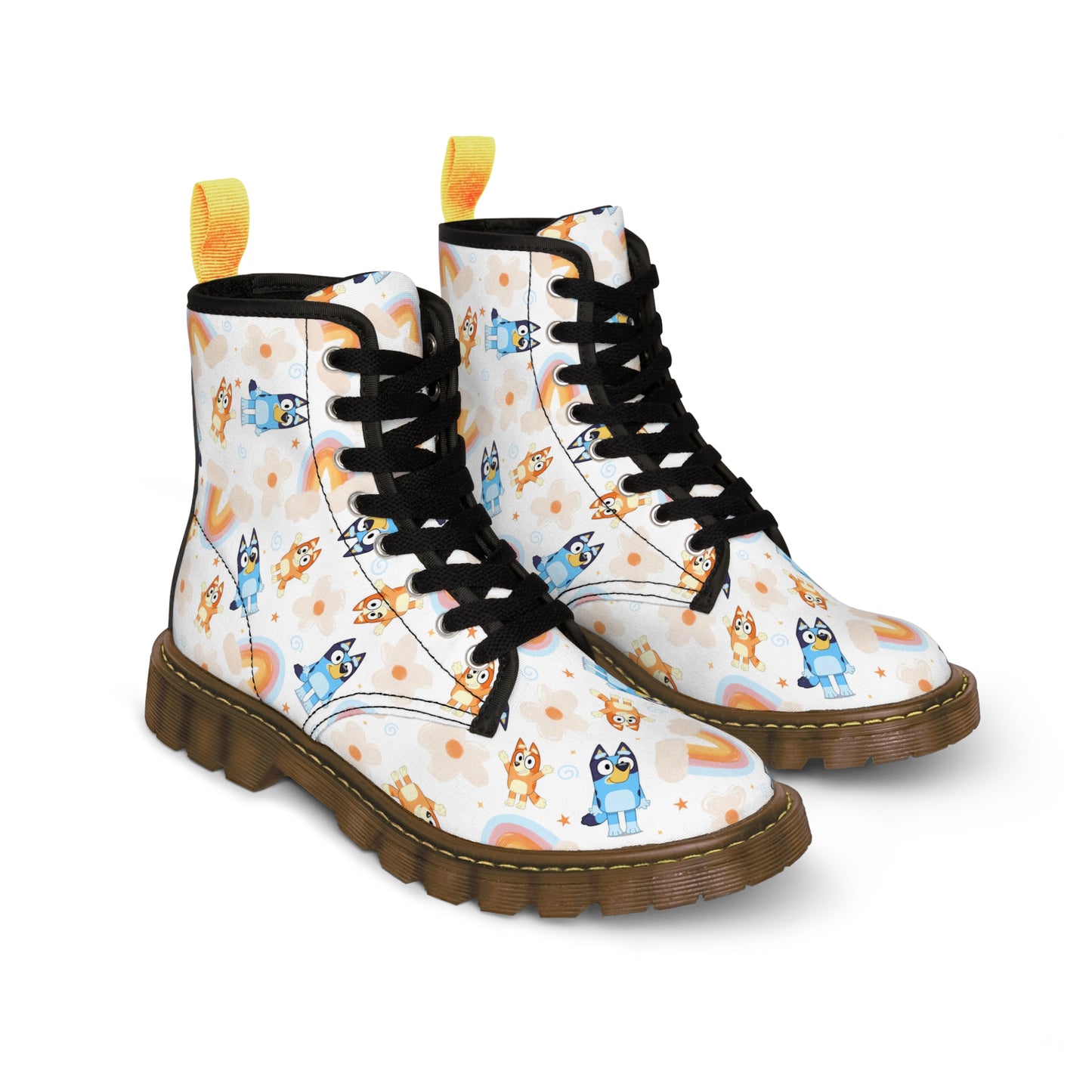 Bluey Rainbows & Flowers Pattern Women's Canvas Boots