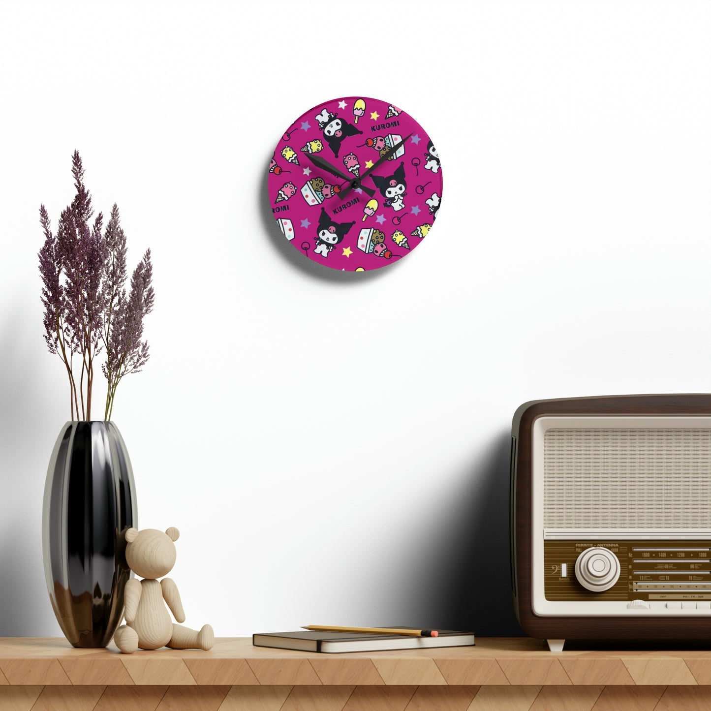 Kuromi Ice Cream Sundae Pattern Acrylic Wall Clock