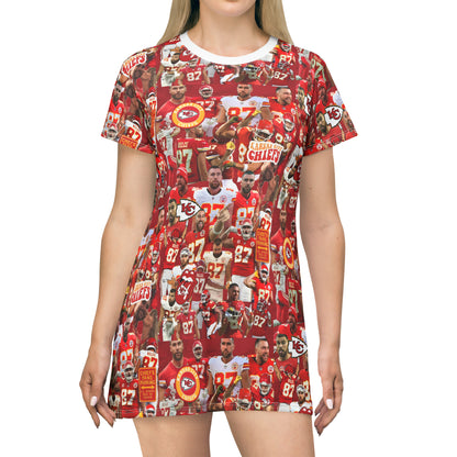 Travis Kelce Chiefs Red Collage T-Shirt Dress