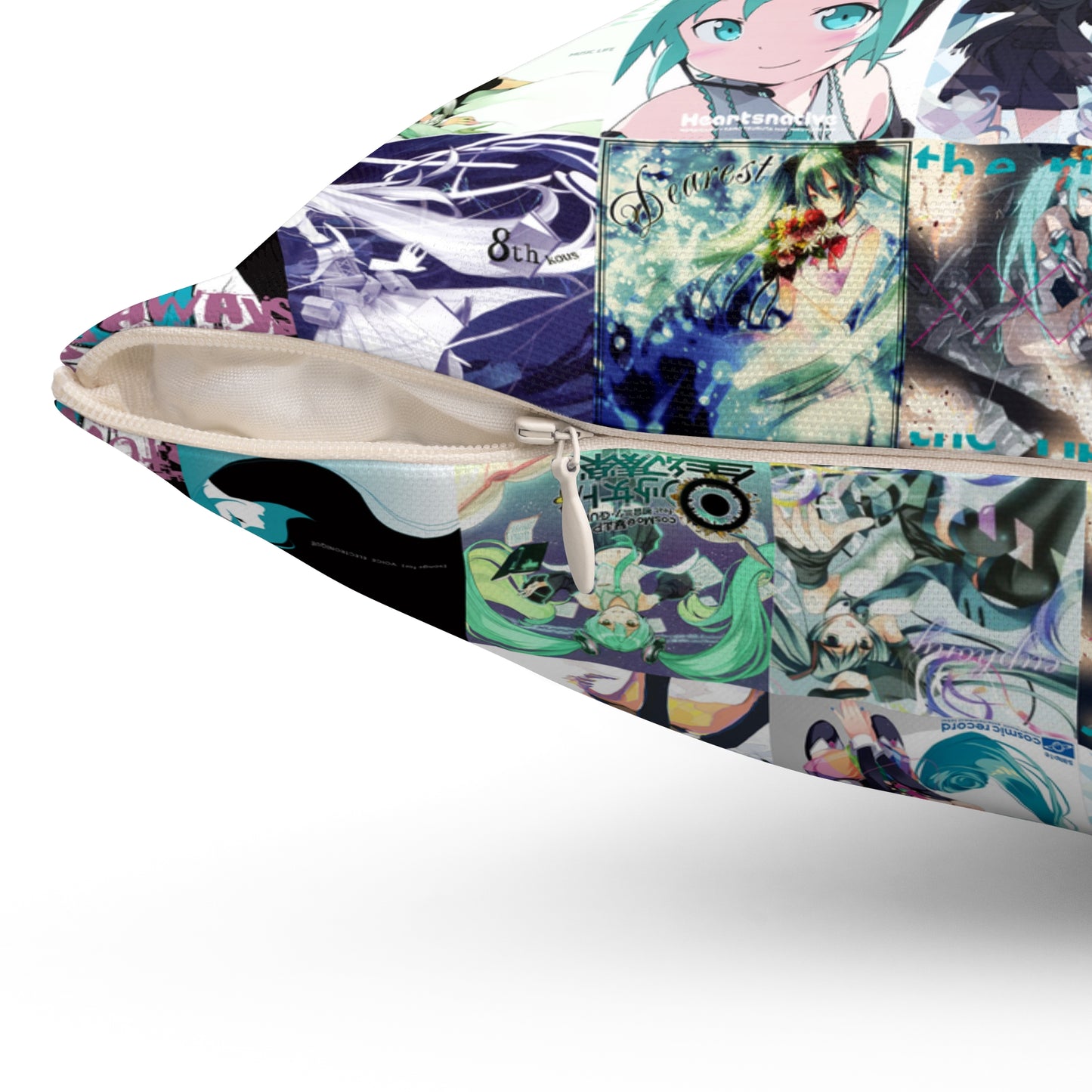 Hatsune Miku Album Cover Collage Spun Polyester Square Pillow