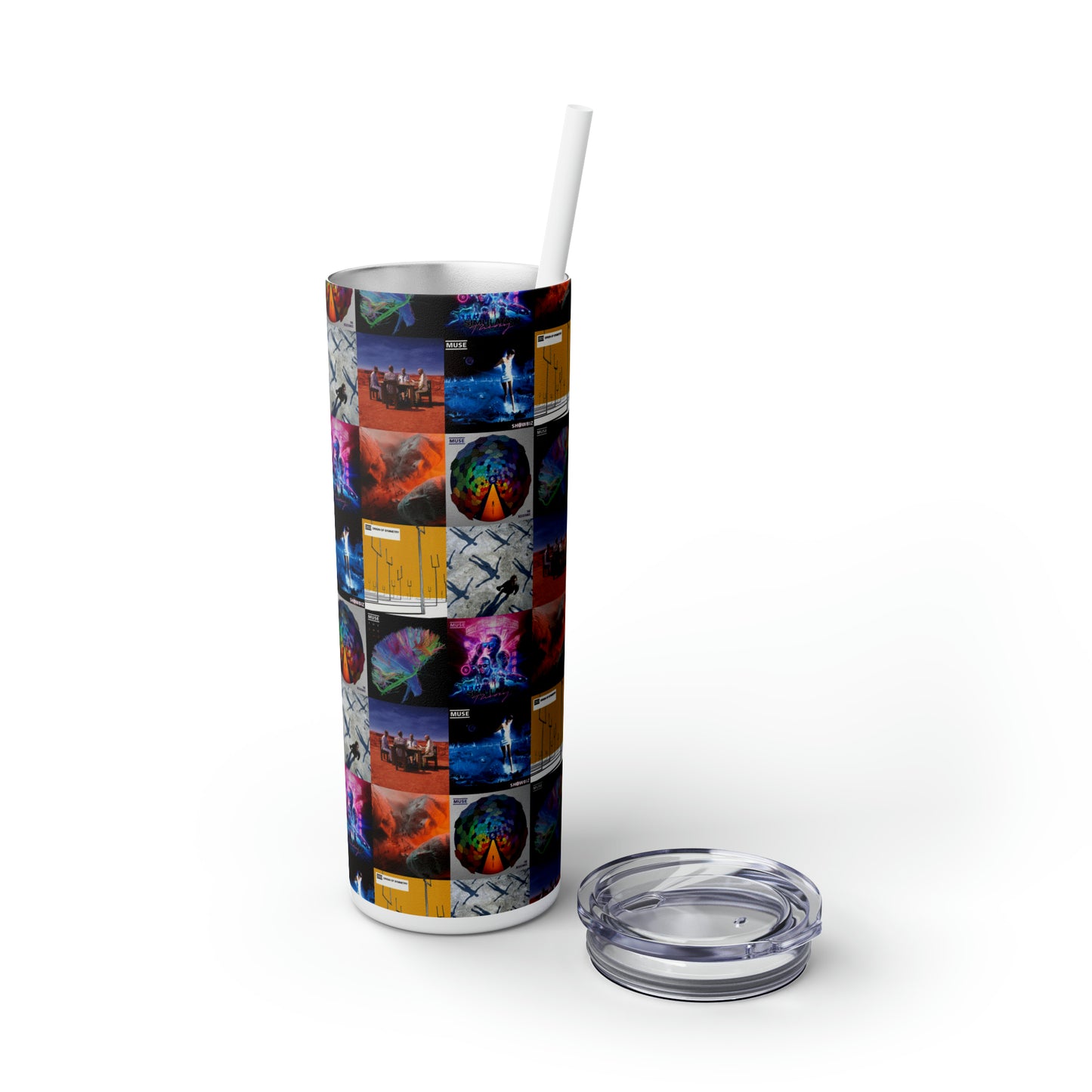 Muse Album Cover Collage Skinny Tumbler with Straw