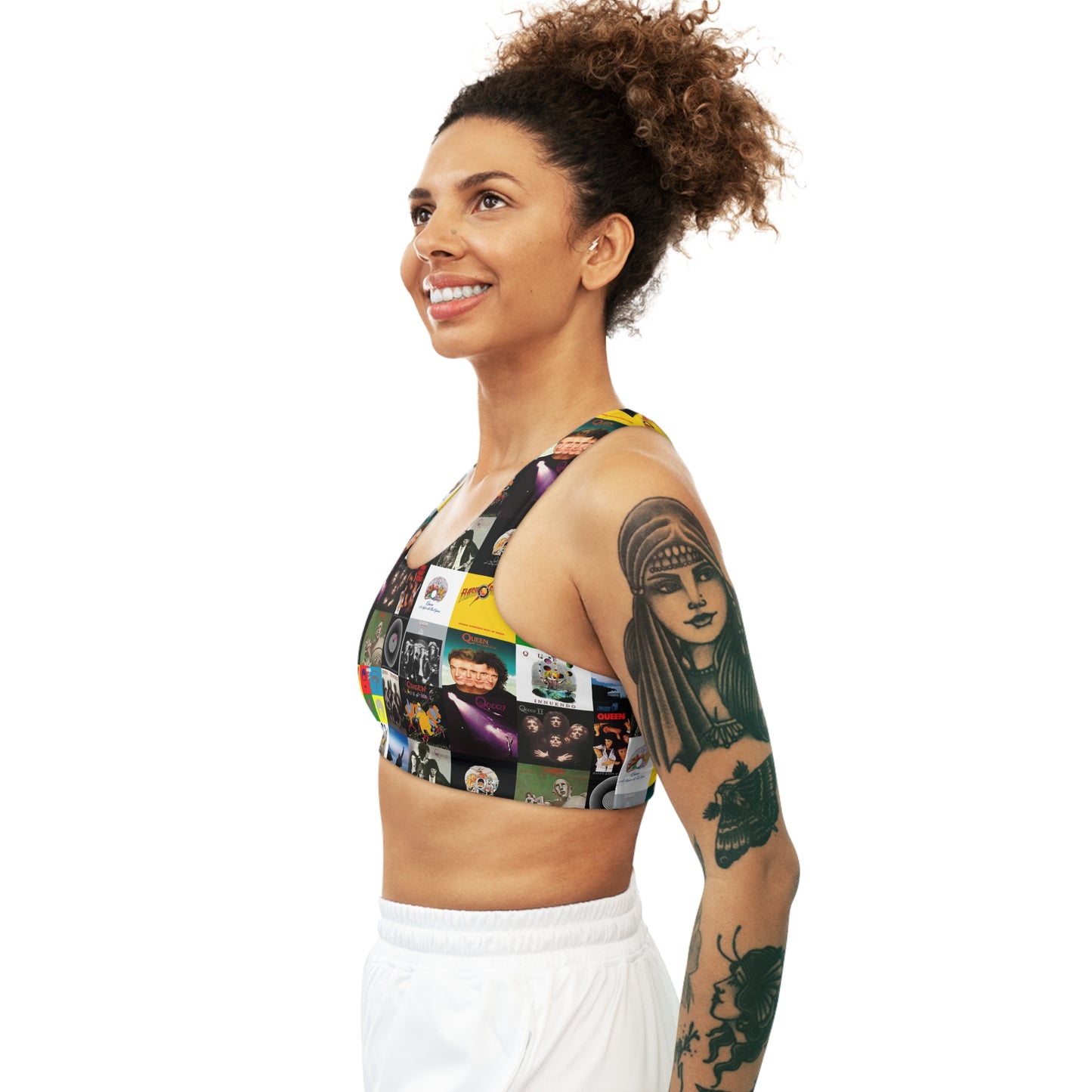 Queen Album Cover Collage Seamless Sports Bra