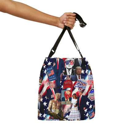 Donald Trump 2024 MAGA Montage Adjustable Tote Bag