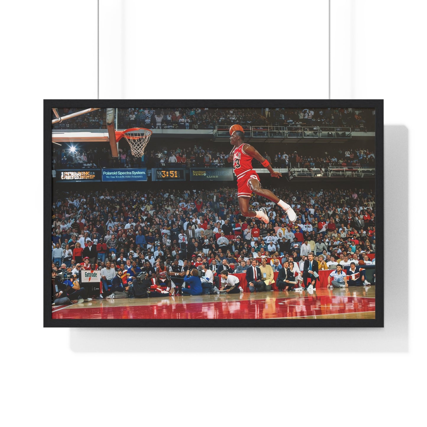 Michael Jordan Free Throw Line Slam Dunk Premium Framed Horizontal Poster