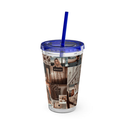 Sabrina Carpenter Peachy Princess Collage Sunsplash Tumbler with Straw