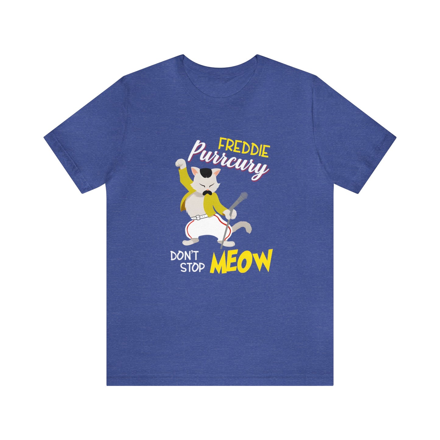 Queen Don't Stop Meow Freddie Purrcury Unisex Jersey Short Sleeve Tee