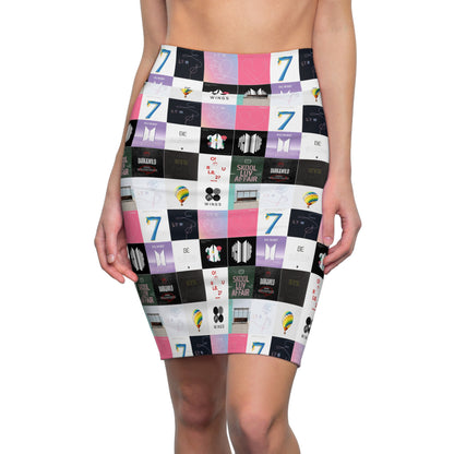 BTS Album Cover Art Collage Women's Pencil Skirt