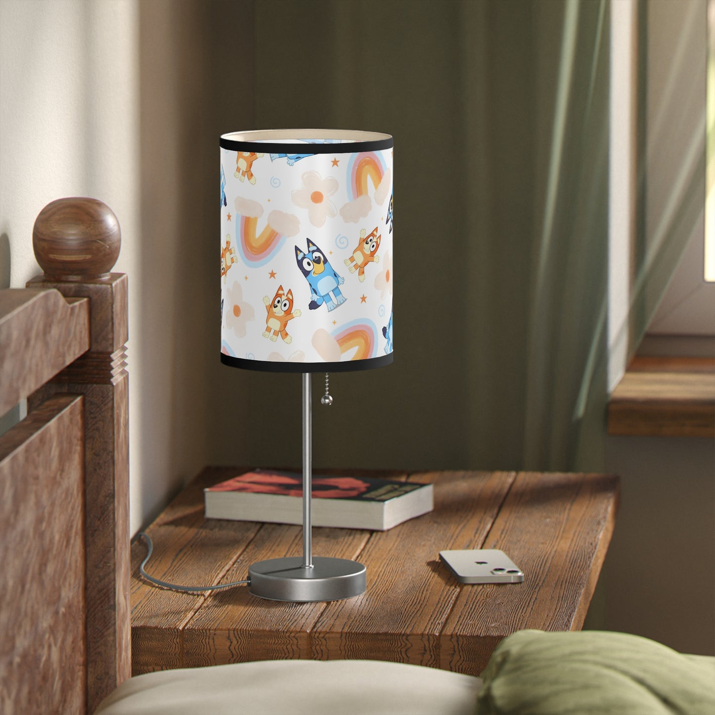 Bluey Rainbows & Flowers Pattern Lamp on a Stand