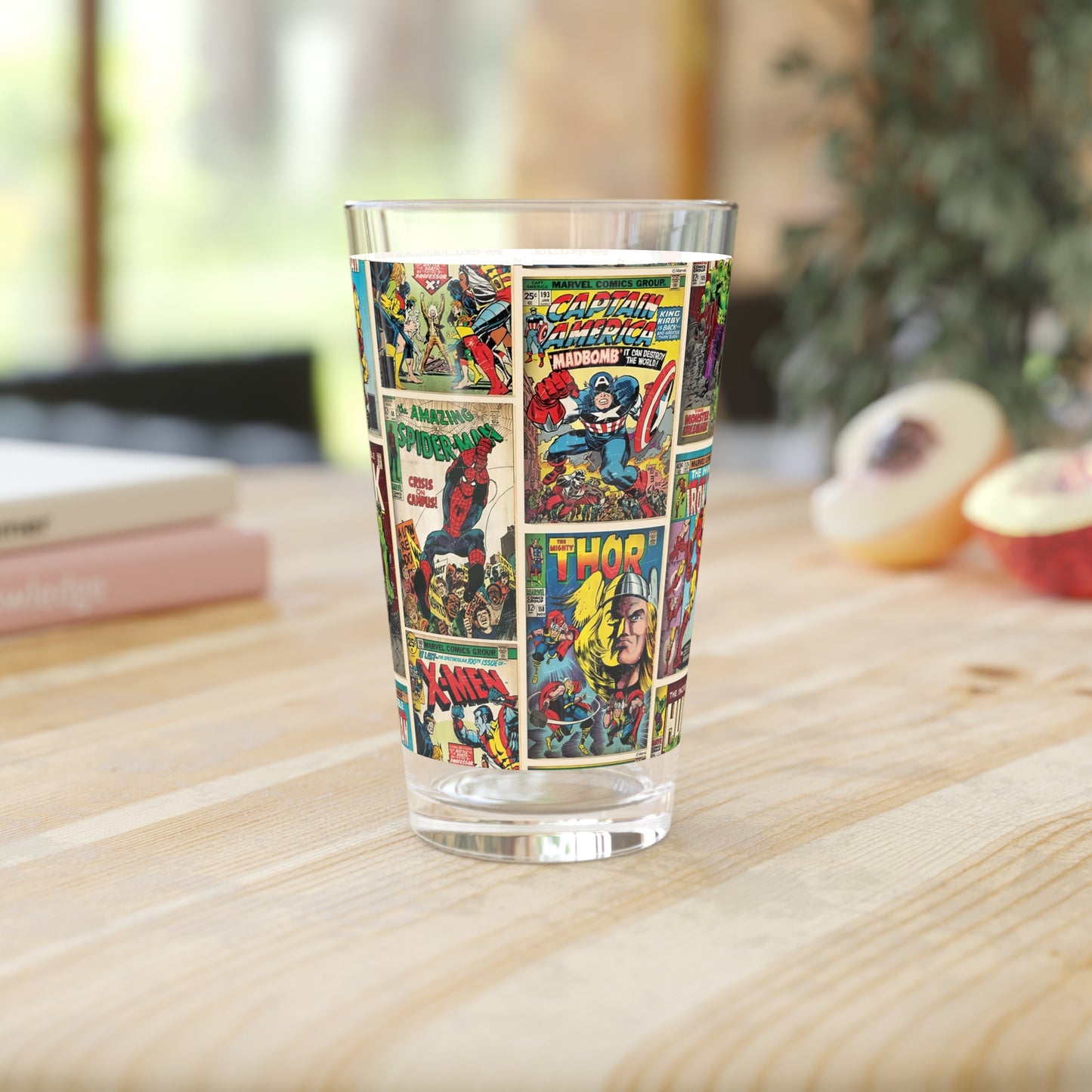 Marvel Comic Book Cover Collage Pint Glass