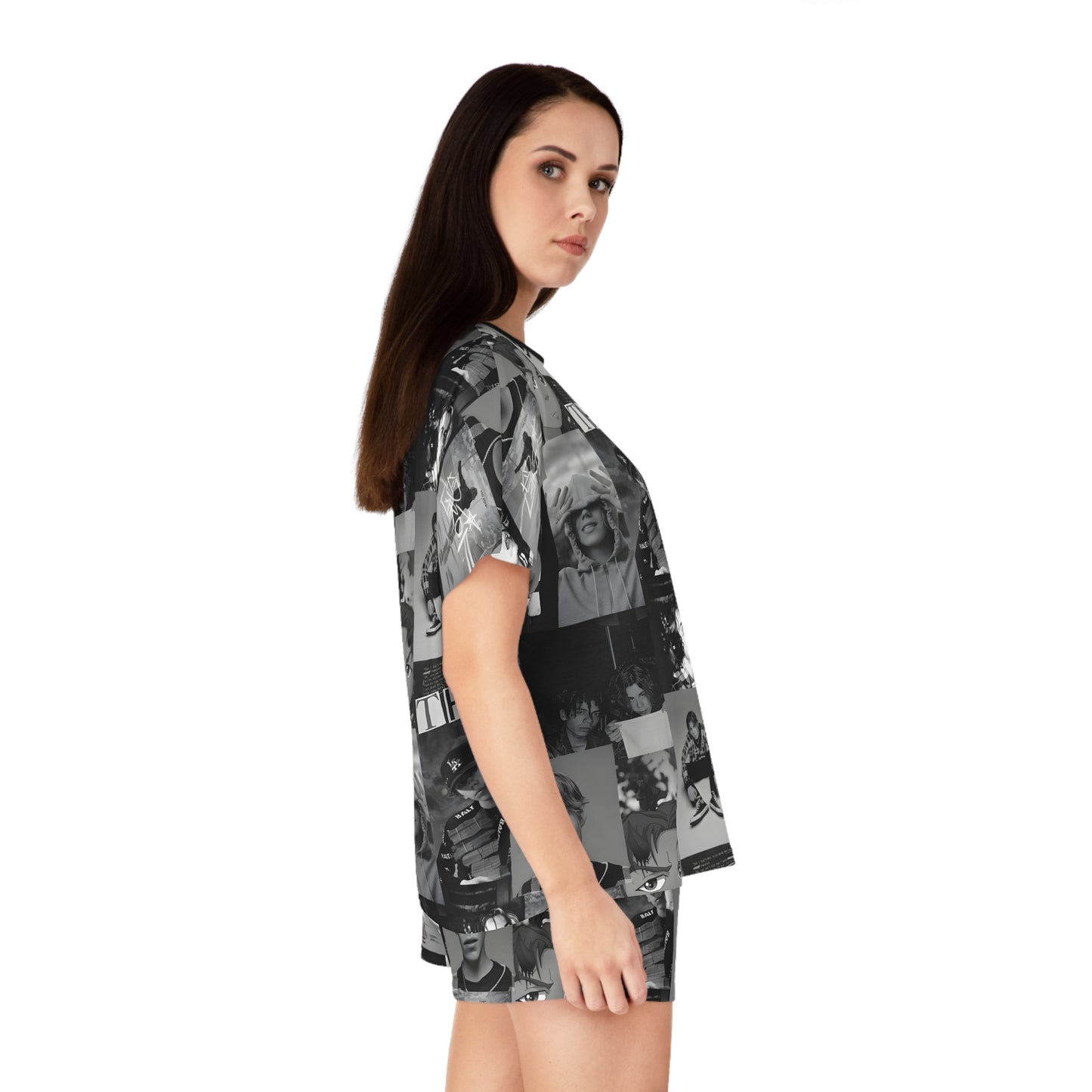 The Kid LAROI Black And White Collage Women's Short Pajama Set