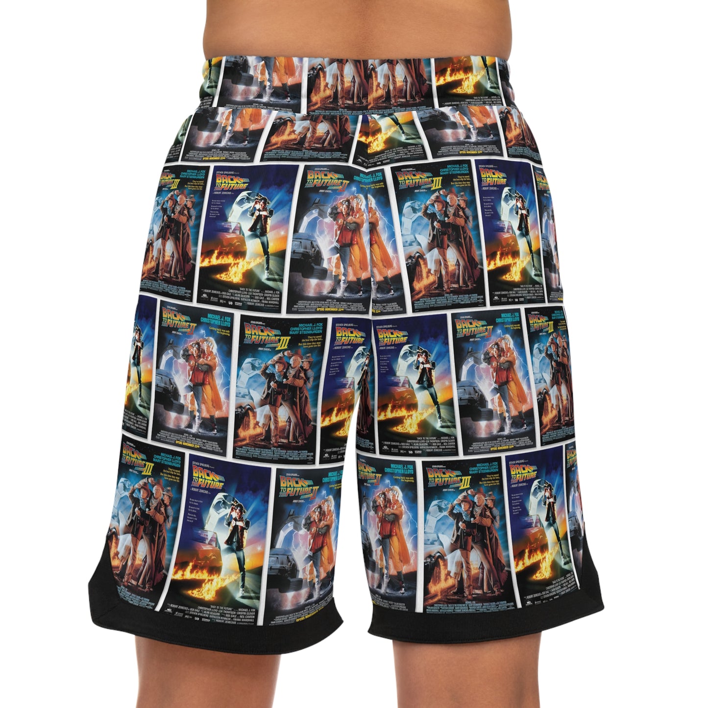 Back To The Future Movie Posters Collage Basketball Rib Shorts