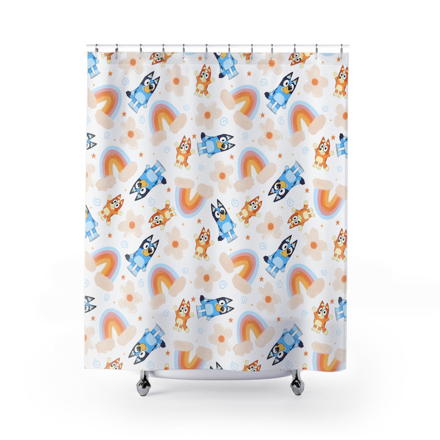 Bluey Rainbows & Flowers Pattern Shower Curtain