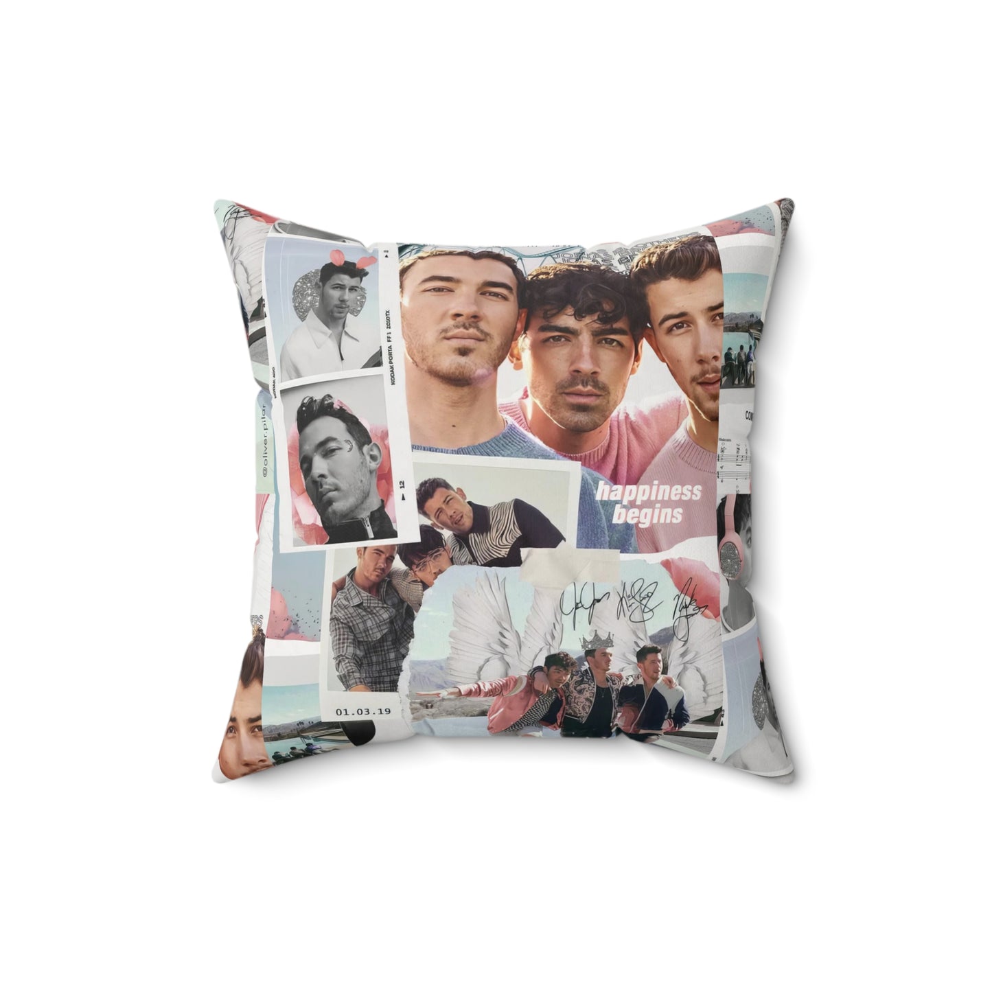 Jonas Brothers Happiness Begins Collage Spun Polyester Square Pillow