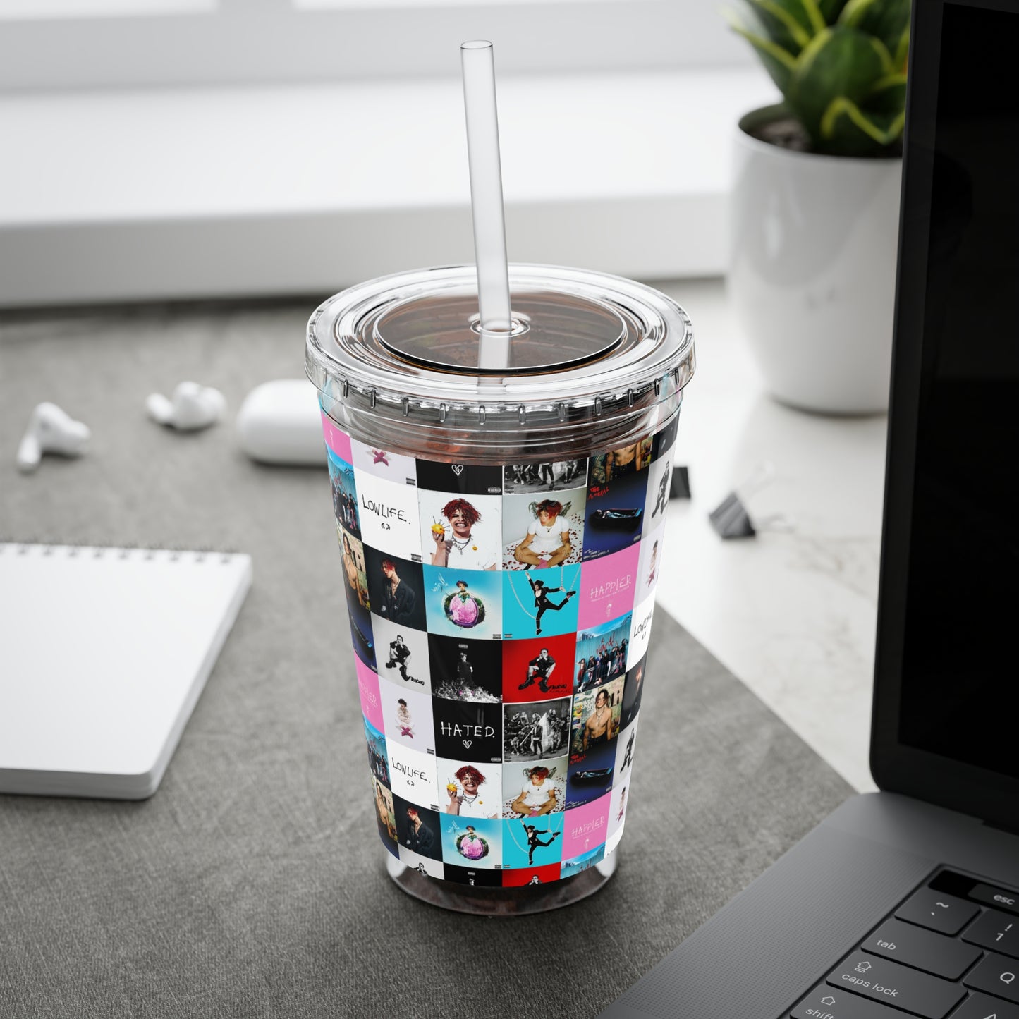 YUNGBLUD Album Cover Art Collage Sunsplash Tumbler with Straw